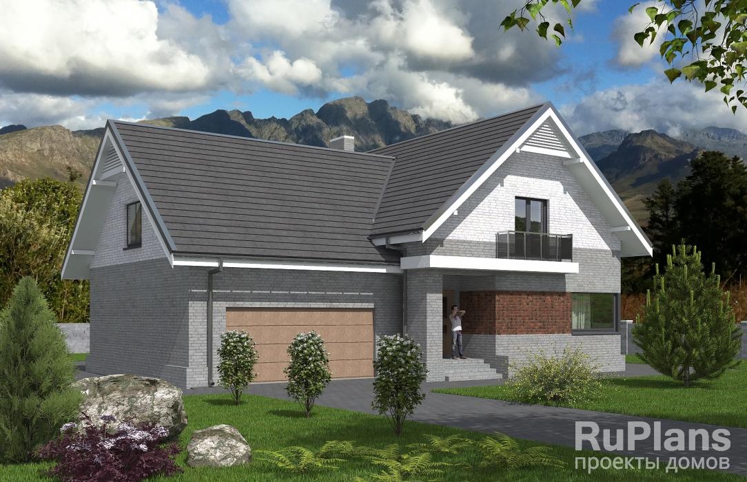 Rg5437 - Проект одноэтажногго дома с мансардой, гаражом и террасой
