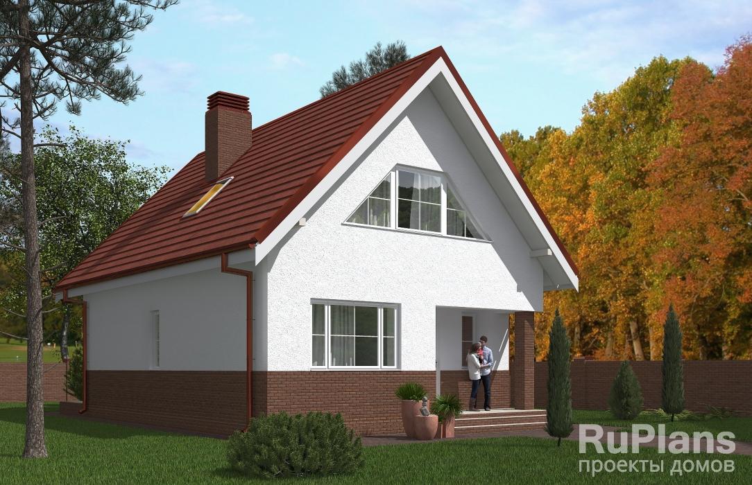Проект одноэтажногго дома с мансардой и террасой Rg5439 - Вид1