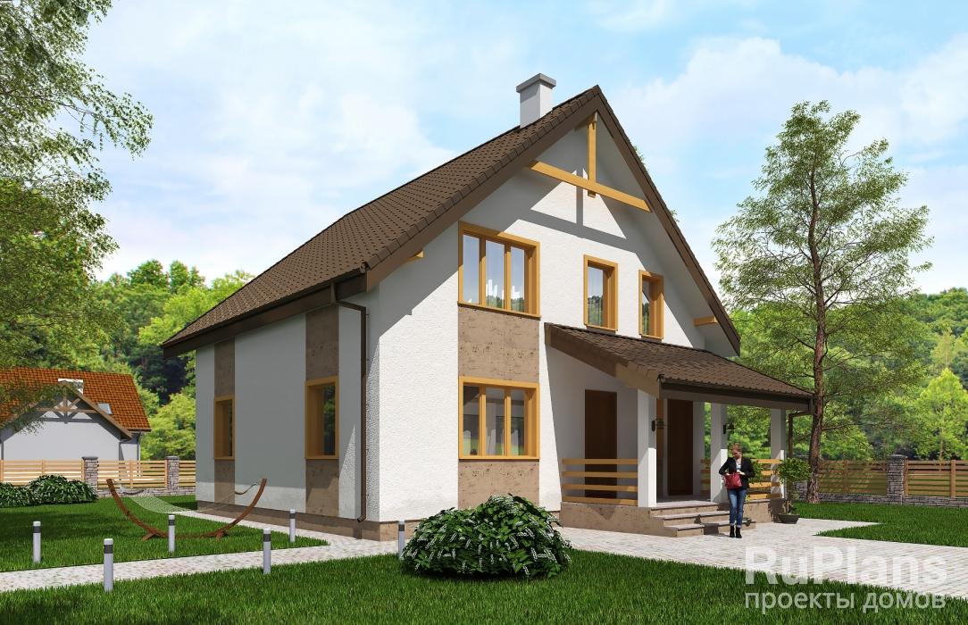 Одноэтажный дом с мансардой и террасой Rg5468 - Вид1