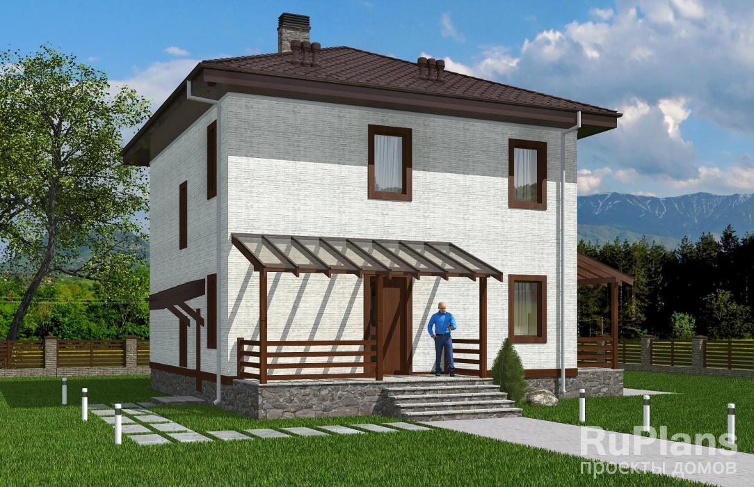 Проект двухэтажного жилого дома с террасами Rg5471 - Вид1