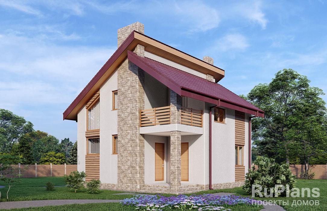 Одноэтажный жилой дом с мансардой и балконом Rg5475 - Вид1