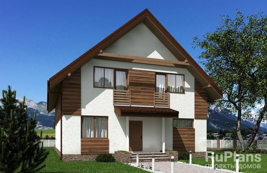 Одноэтажный дом с мансардой и террасой Rg5486z (Зеркальная версия) - Вид1