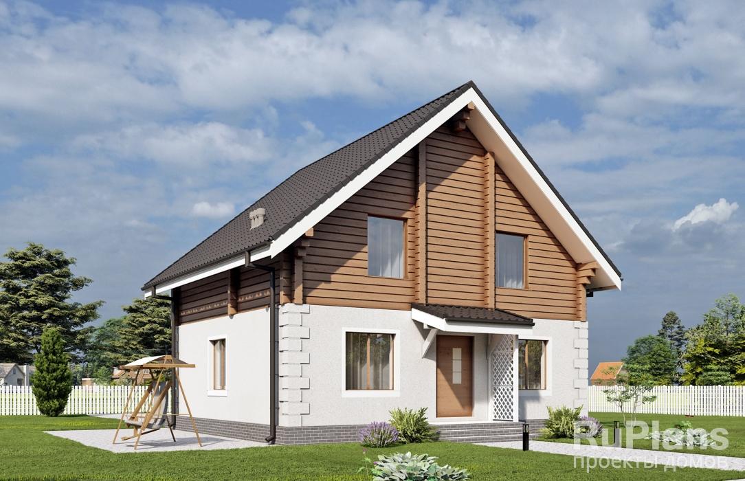 Проект одноэтажного дома с мансардой и террасой Rg5489z (Зеркальная версия) - Вид1