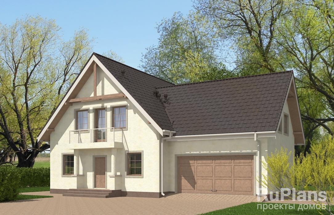 Проект одноэтажного дома с мансардой, гаражом и террасой Rg5501 - Вид1