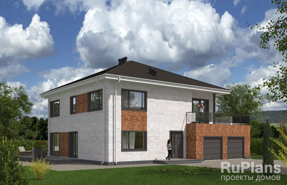 Проект двухэтажного дома с террасой и гаражом Rg5526 - Вид1
