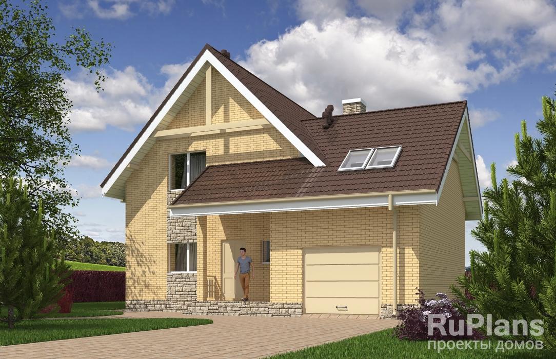 Проект одноэтажного дома с мансардой Rg5552z (Зеркальная версия) - Вид1