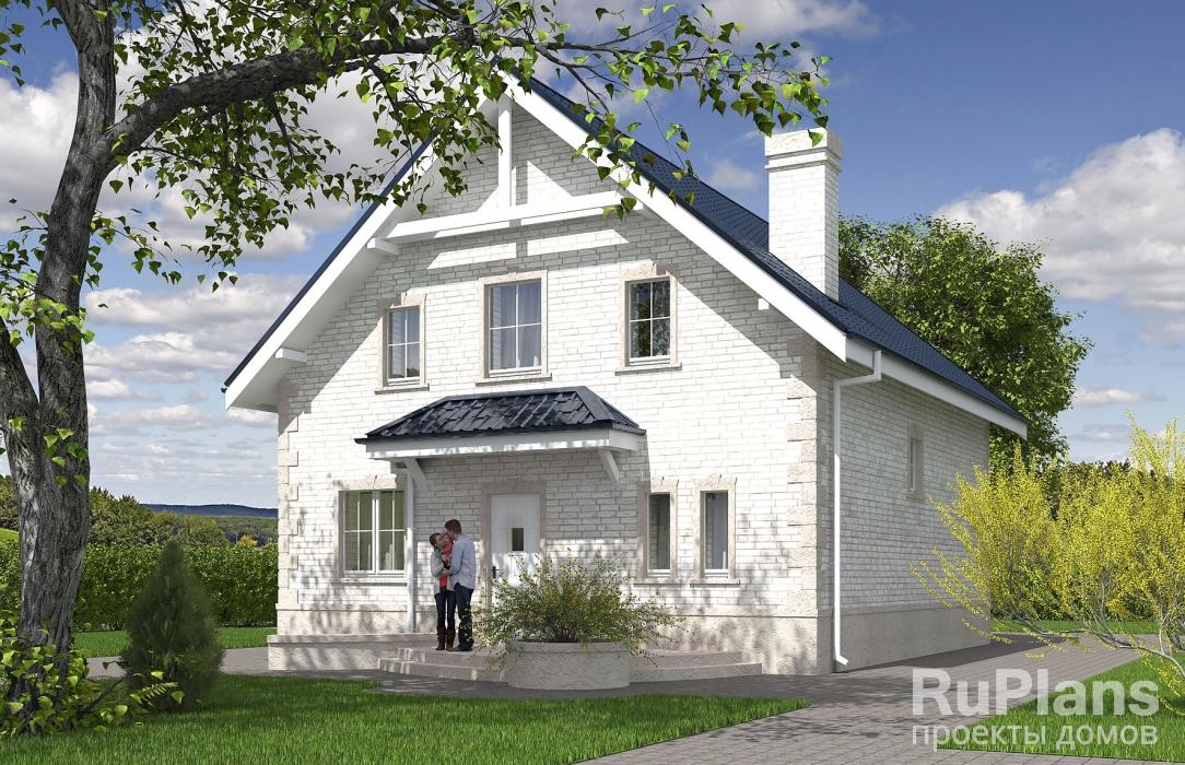 Проект одноэтажного дома с террасами и мансардой Rg5566z (Зеркальная версия) - Вид1