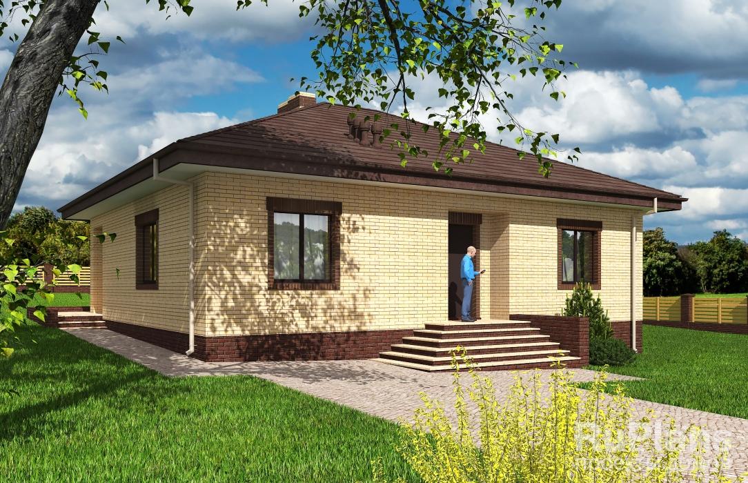 Одноэтажный дом с террасой Rg5570z (Зеркальная версия) - Вид1