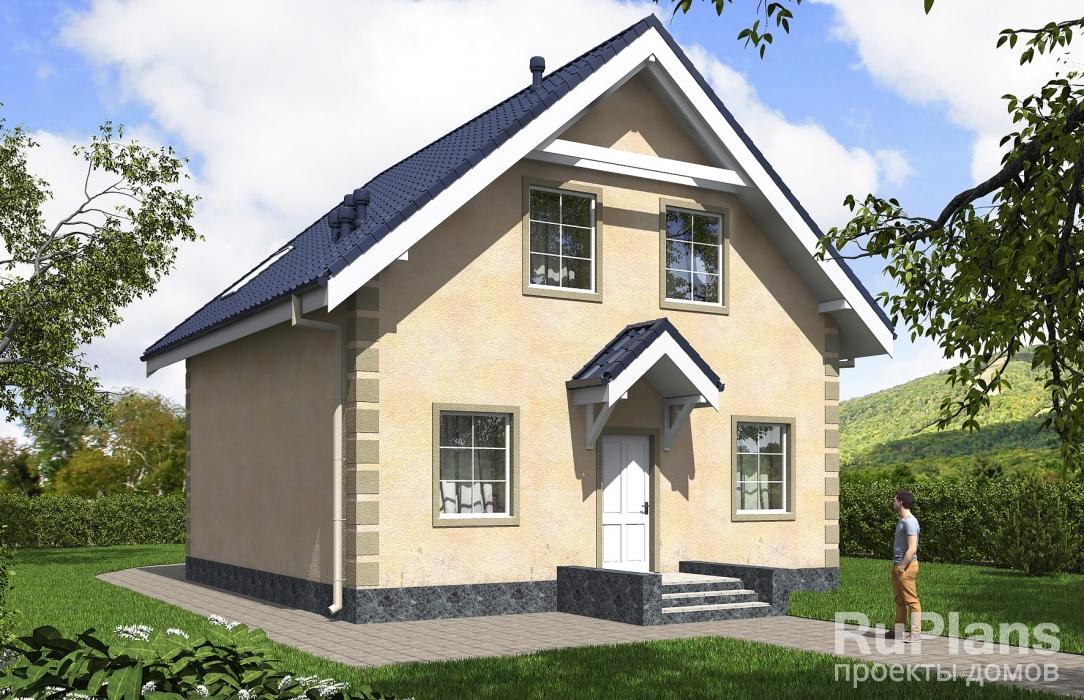 Проект одноэтажного дома с мансардой и террасой Rg5584z (Зеркальная версия) - Вид1