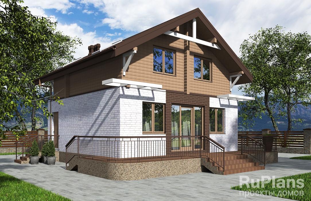 Одноэтажный дом с мансардой Rg5659z (Зеркальная версия) - Вид1