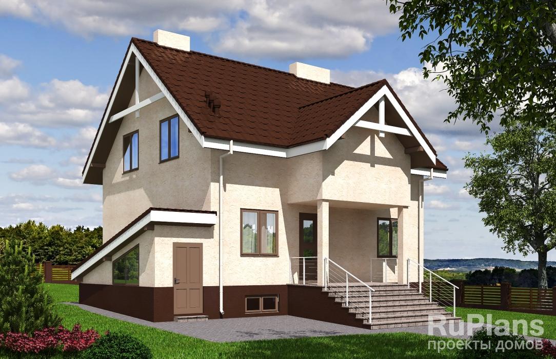 Одноэтажный дом с подвалом и мансардой Rg5762z (Зеркальная версия) - Вид1