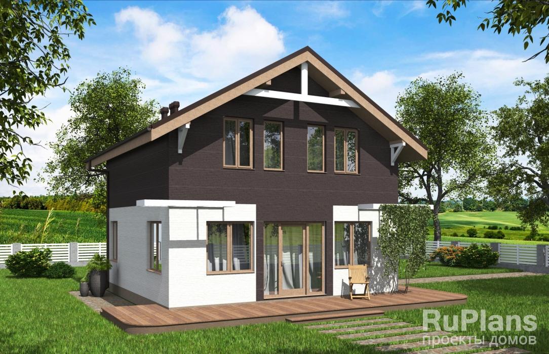 Одноэтажный жилой дом с мансардой Rg5774z (Зеркальная версия) - Вид1