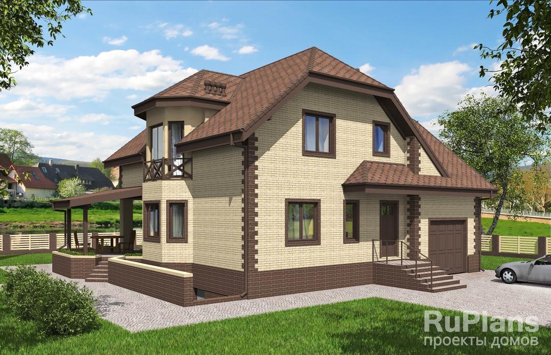 Одноэтажный жилой дом с мансардой и подвалом Rg5812z (Зеркальная версия) - Вид1