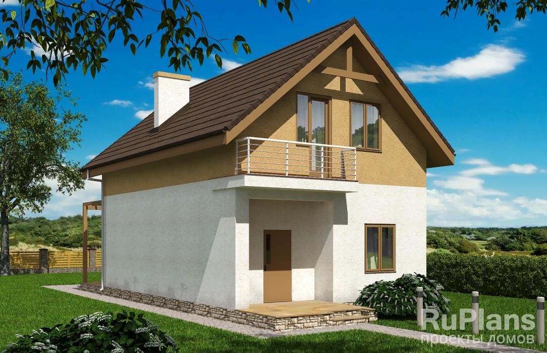 Одноэтажный дом с мансардой, французским балконом и террасой Rg5851 - Вид1