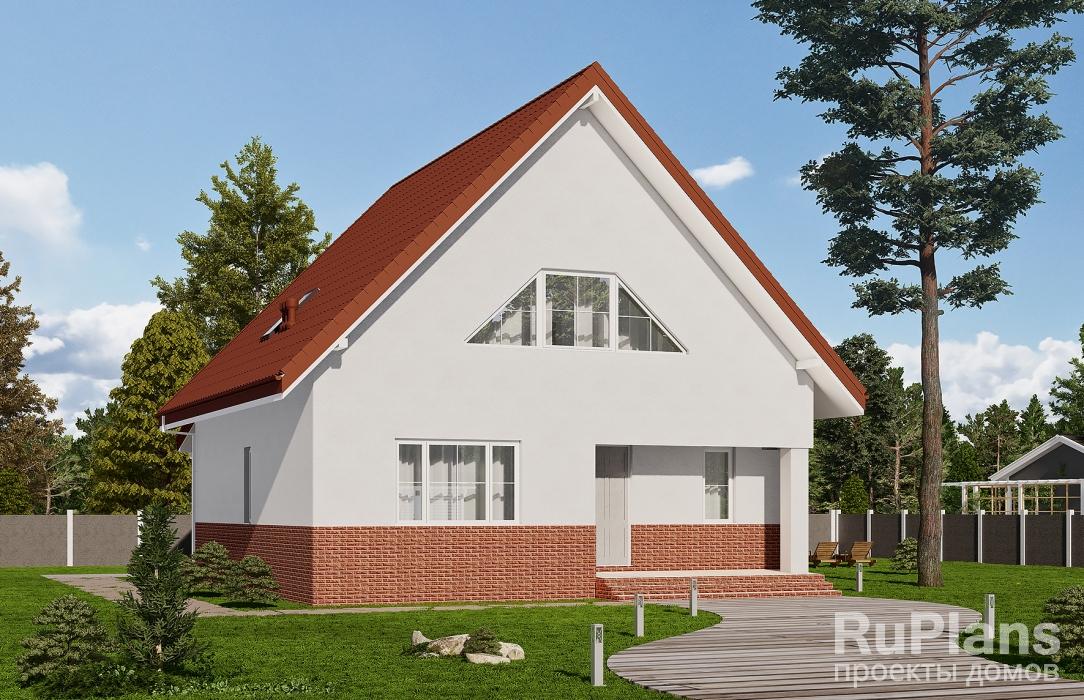 Одноэтажный дом с мансардой и террасой Rg5909z (Зеркальная версия) - Вид1