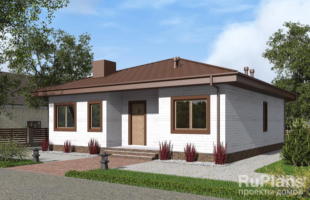 Одноэтажный дом с террасой Rg6110z (Зеркальная версия) - Вид1
