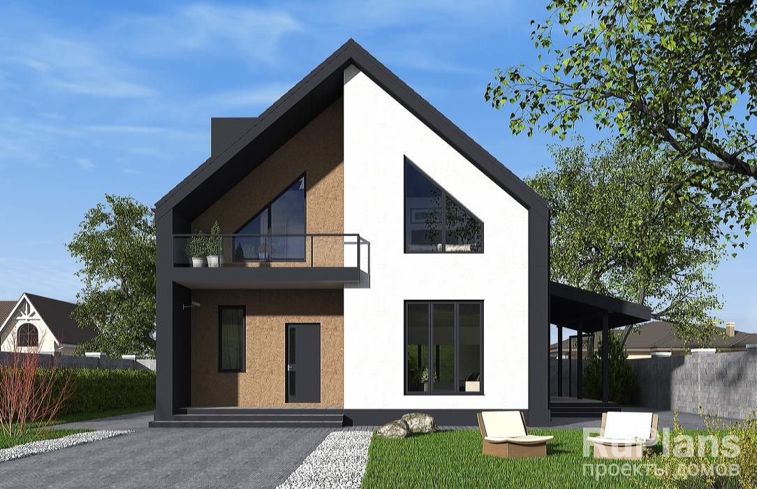 Одноэтажный дом с мансардой, террасой и балконом Rg6275 - Вид1