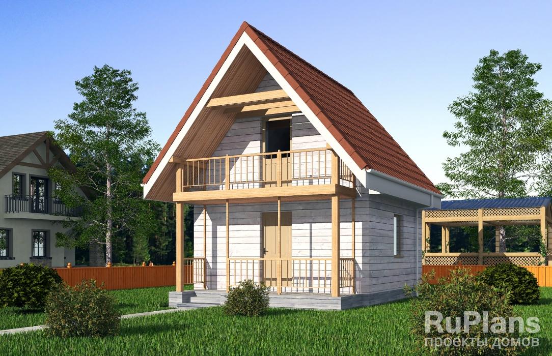 Одноэтажный дом с подвалом, мансардой, крыльцом и балконом Rg5140 - Вид1