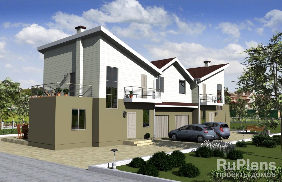 Rg1584 - Дом с мансардой, гаражом, террасой и балконами - 1 секция