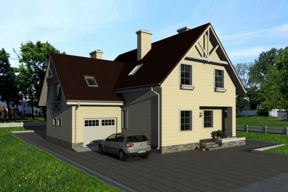Rg1585 - Дом с мансардой, подвалом, гаражом, террасой и балконом