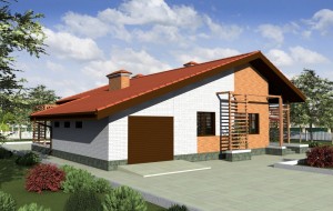 Одноэтажный дом с гаражом, террасами и верандой Rg3225