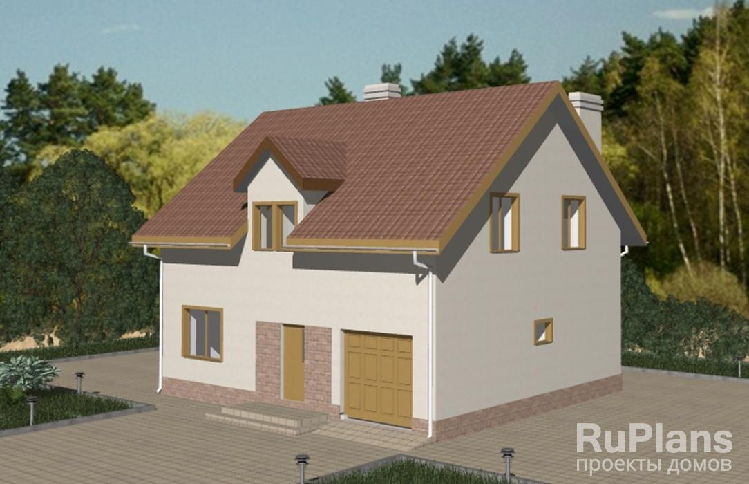 Дом с мансардой, гаражом и террасой Rg3333z (Зеркальная версия) - Вид1
