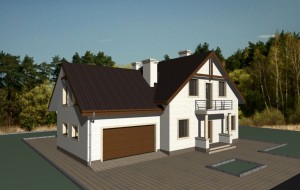 Проект одноэтажного дома с мансардой и гаражом Rg3369
