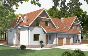 Проект двухсекционного дома с мансардой. Rg3418