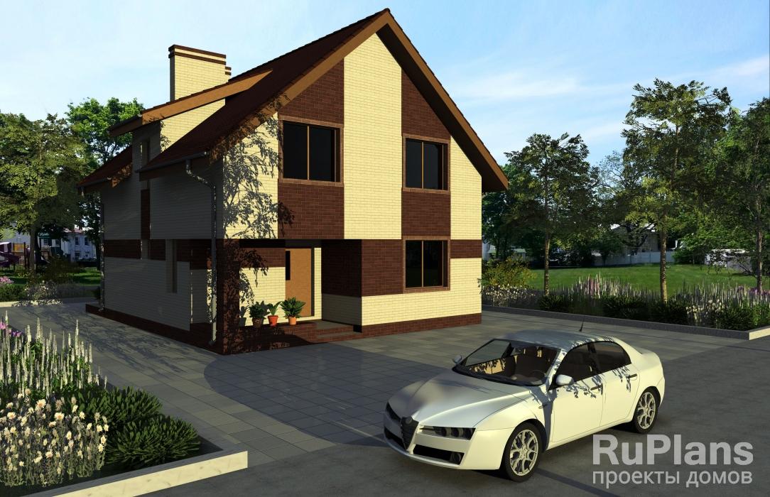 Проект небольшого одноэтажного дома с мансардой Rg3422z (Зеркальная версия) - Вид1