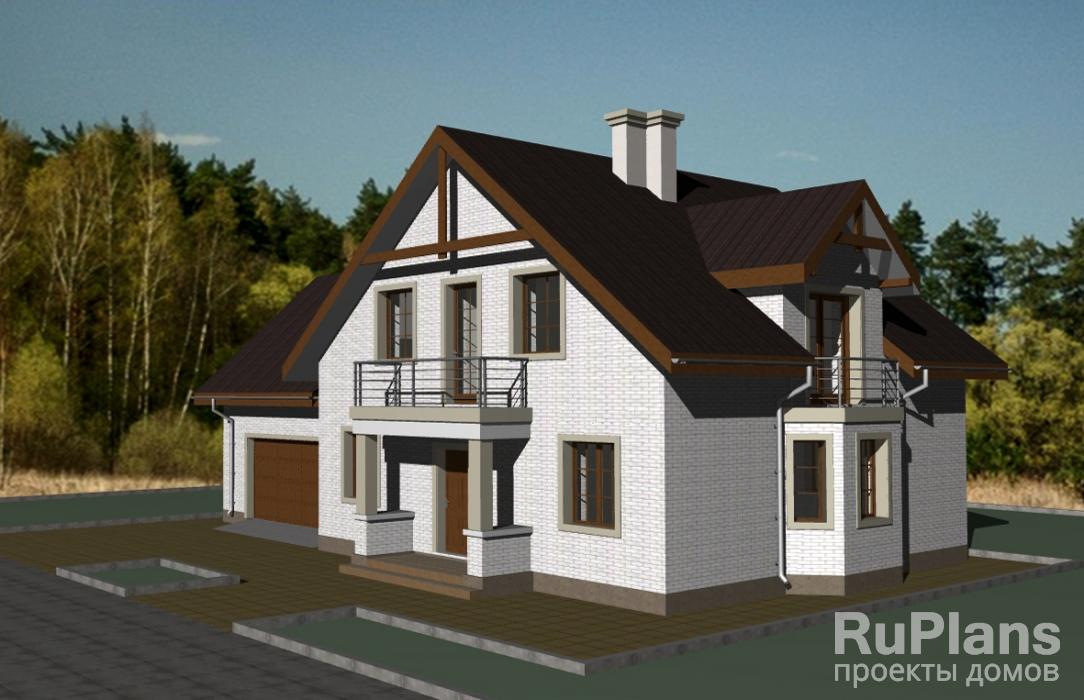 Одноэтажный дом с мансардой, погребом и гаражом Rg3424z (Зеркальная версия) - Вид1