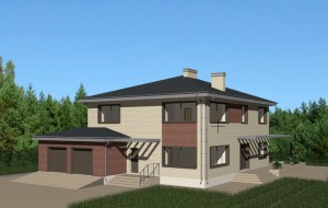 Проект двухэтажного дома c большим гаражом и террасой Rg3428