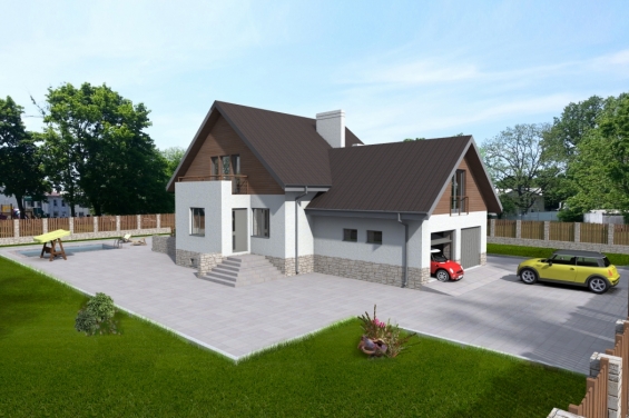 Rg3799 - Проект дома с мансардой и террасой