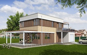 Проект двухэтажного дома с террасой Rg3868