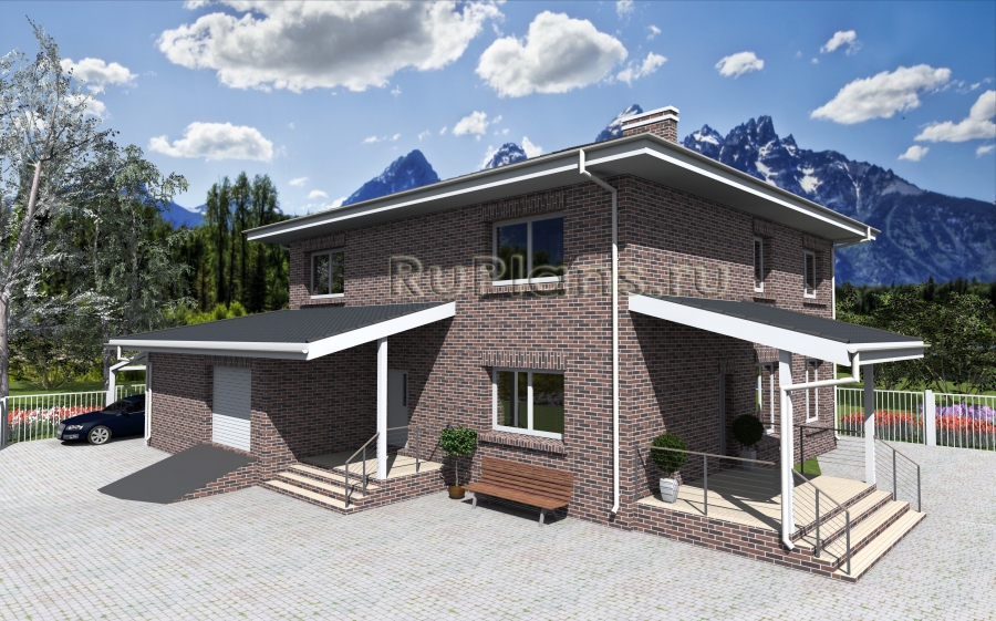 Проект жилого дома с сауной и гаражом Rg3872z (Зеркальная версия) - Вид1