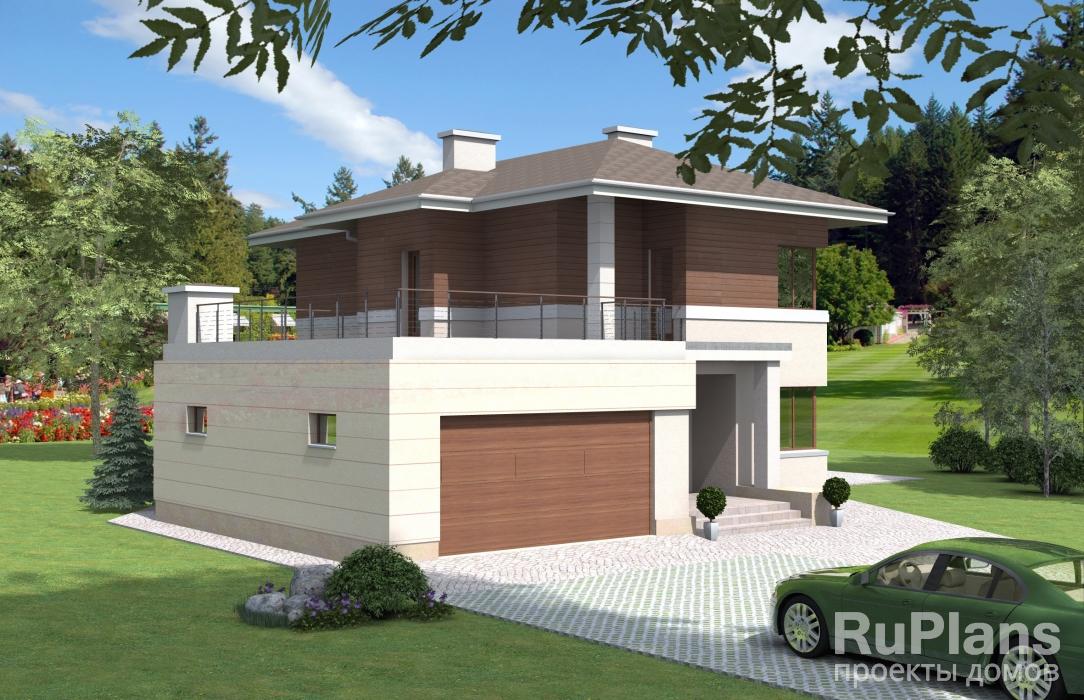 Двухэтажный дом с большой террасой над гаражом Rg3911z (Зеркальная версия) - Вид1