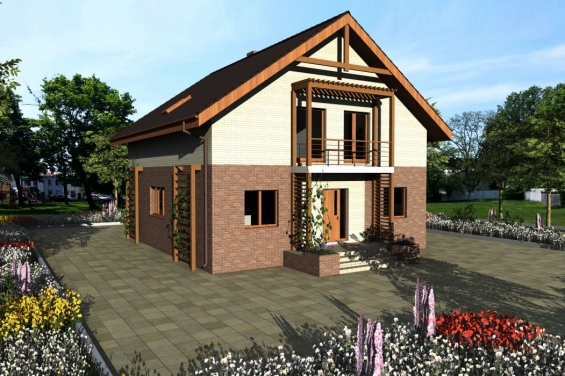 Rg3916 - Проект одноэтажного дома с мансардой
