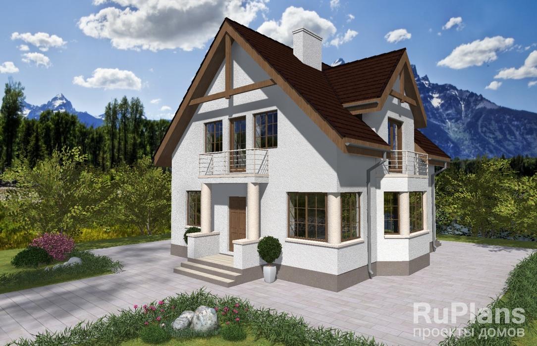 Одноэтажный дом с мансардой Rg3921z (Зеркальная версия) - Вид1