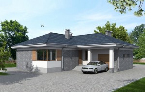 Проект одноэтажного дома с гаражом Rg3924