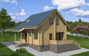 Проект одноэтажного деревянного дома с мансардой Rg3950