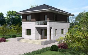 Проект двухэтажного дома с гаражом Rg3953