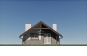 Эскизный проект одноэтажного гостевого дома облицованного камнем и штукатуркой с террасой Rg3972 Фасад3