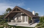 Эскизный проект одноэтажного гостевого дома облицованного камнем и штукатуркой с террасой Rg3972z (Зеркальная версия) Вид1