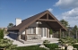 Эскизный проект одноэтажного гостевого дома облицованного камнем и штукатуркой с террасой Rg3972 Вид2