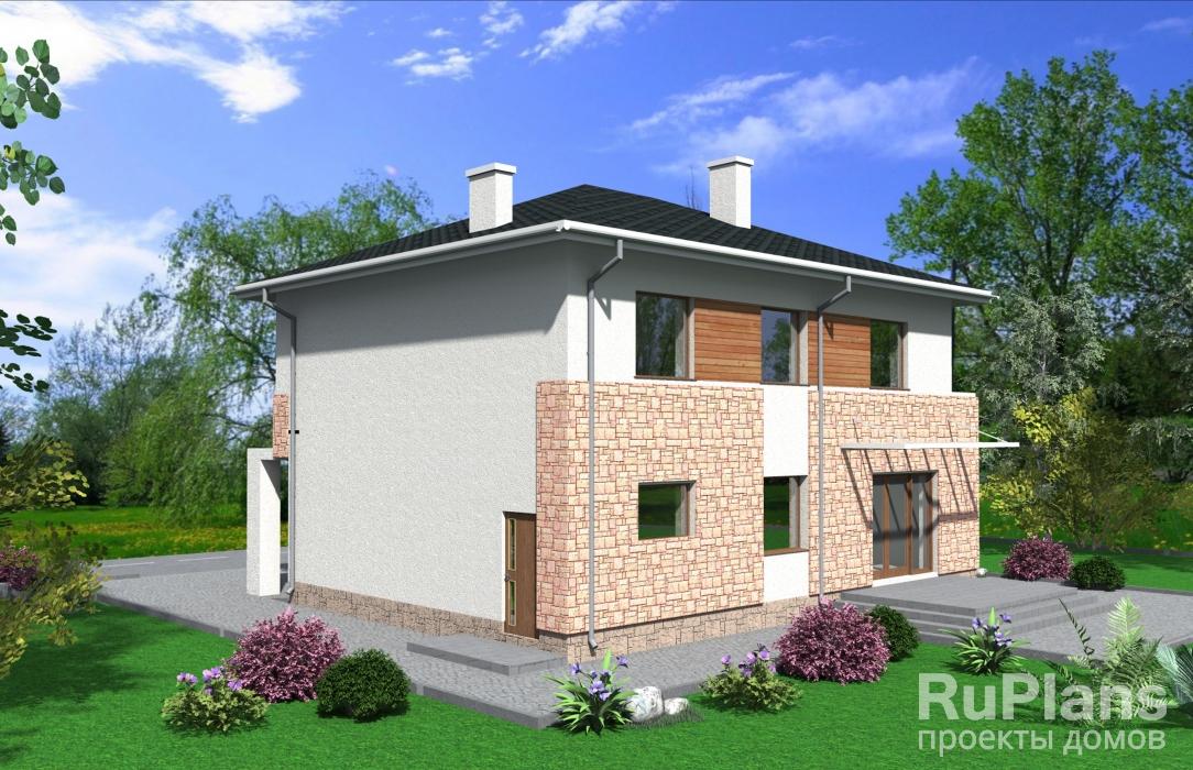 Проект двухэтажного дома с гаражом Rg4009z (Зеркальная версия) - Вид1
