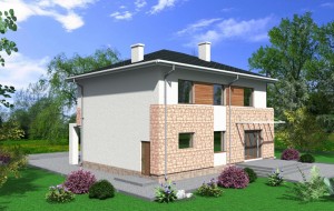 Проект двухэтажного дома с гаражом Rg4009