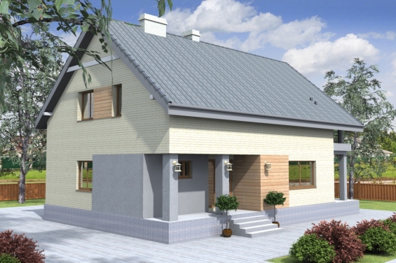 Rg4028 - Проект дома с мансардой и террасой
