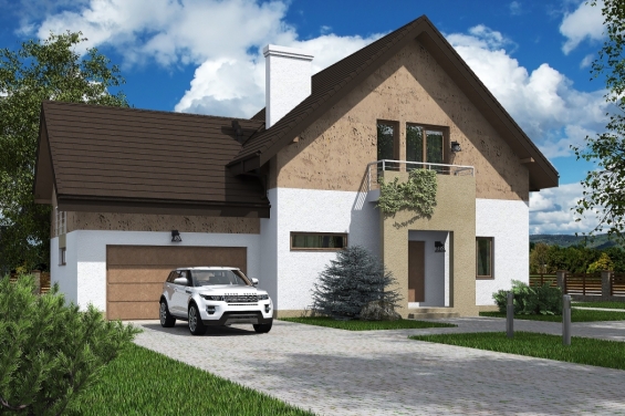 Rg4036 - Проект загородного дома с террасой и гаражом