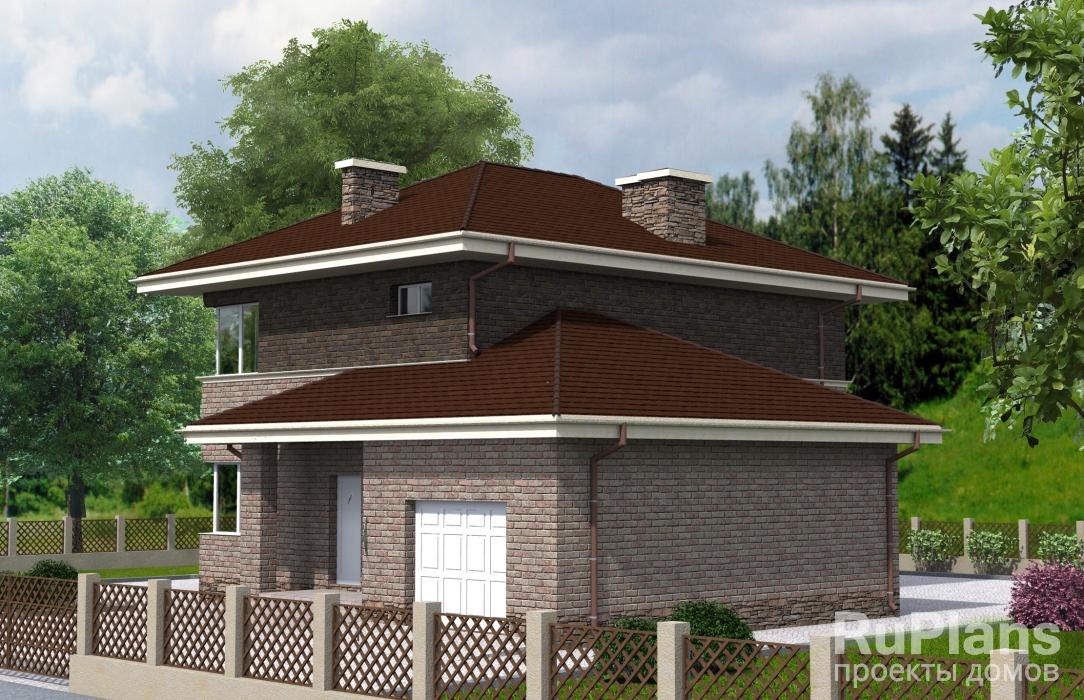 Проект аккуратного двухэтажного дома с гаражом Rg4744 - Вид1