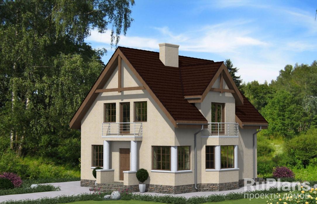 Одноэтажный дом с мансардой Rg4768 - Вид1