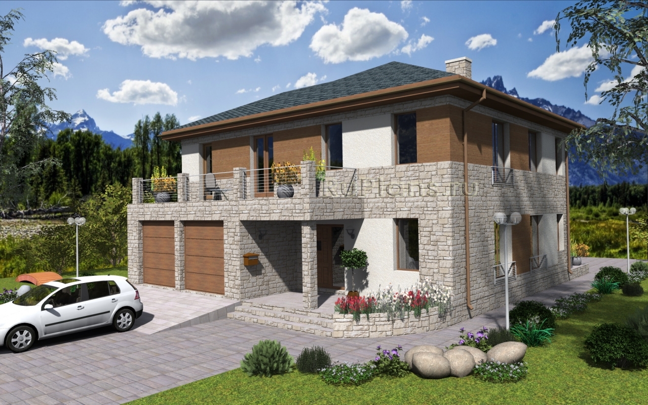 Проект индивидуального двухэтажного  жилого дома Rg4769z (Зеркальная версия) - Вид1